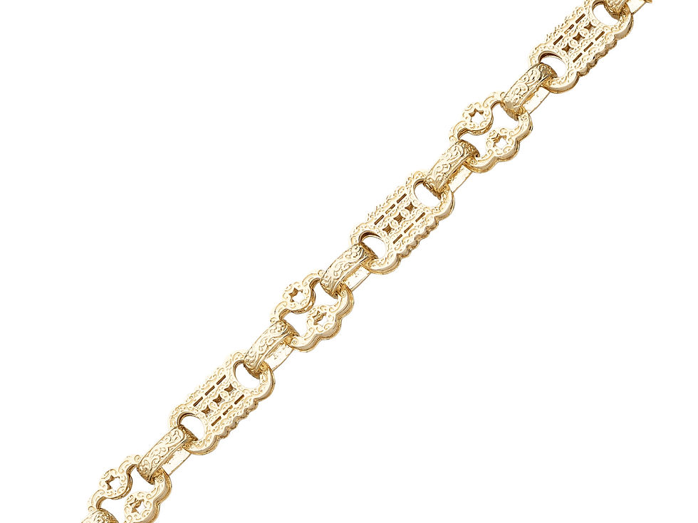 Thumbnail: 9ct Yellow Gold Stars & Bars Bracelet  26.6g