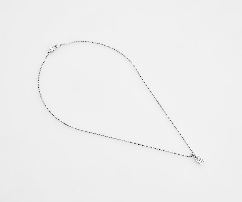 Thumbnail: Gucci 18ct White Gold & Diamond GG Necklace 0.06ct
