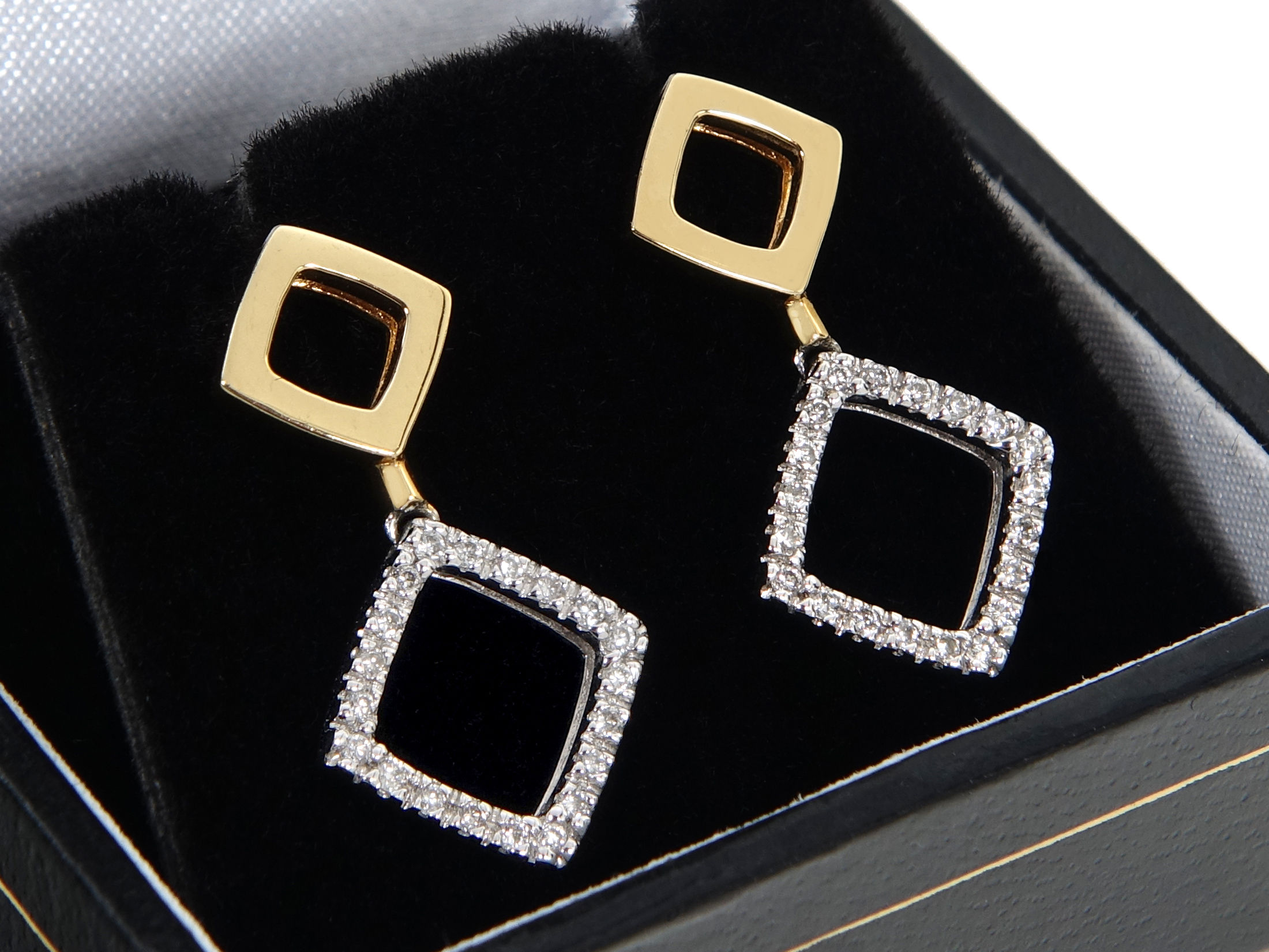 18ct White & Yellow Gold Diamond Dangle Earrings