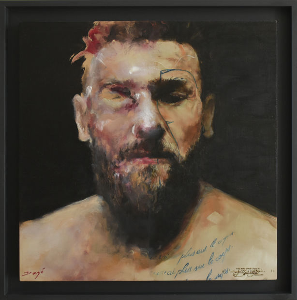 1152 AVEC DANZE (Œuvre 4) 2022, Huile sur bois encadrée, 40x40