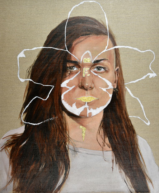 753 DESIRE ILONA 2015, Huile & Or sur lin, 65x54