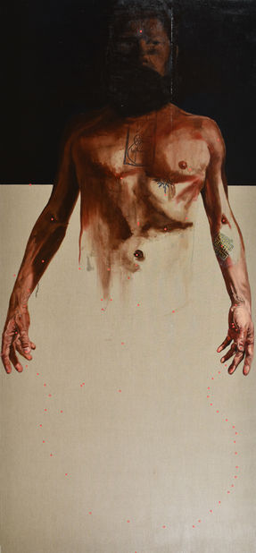 745 LOST 2015, Huile & Or sur lin, 270x125