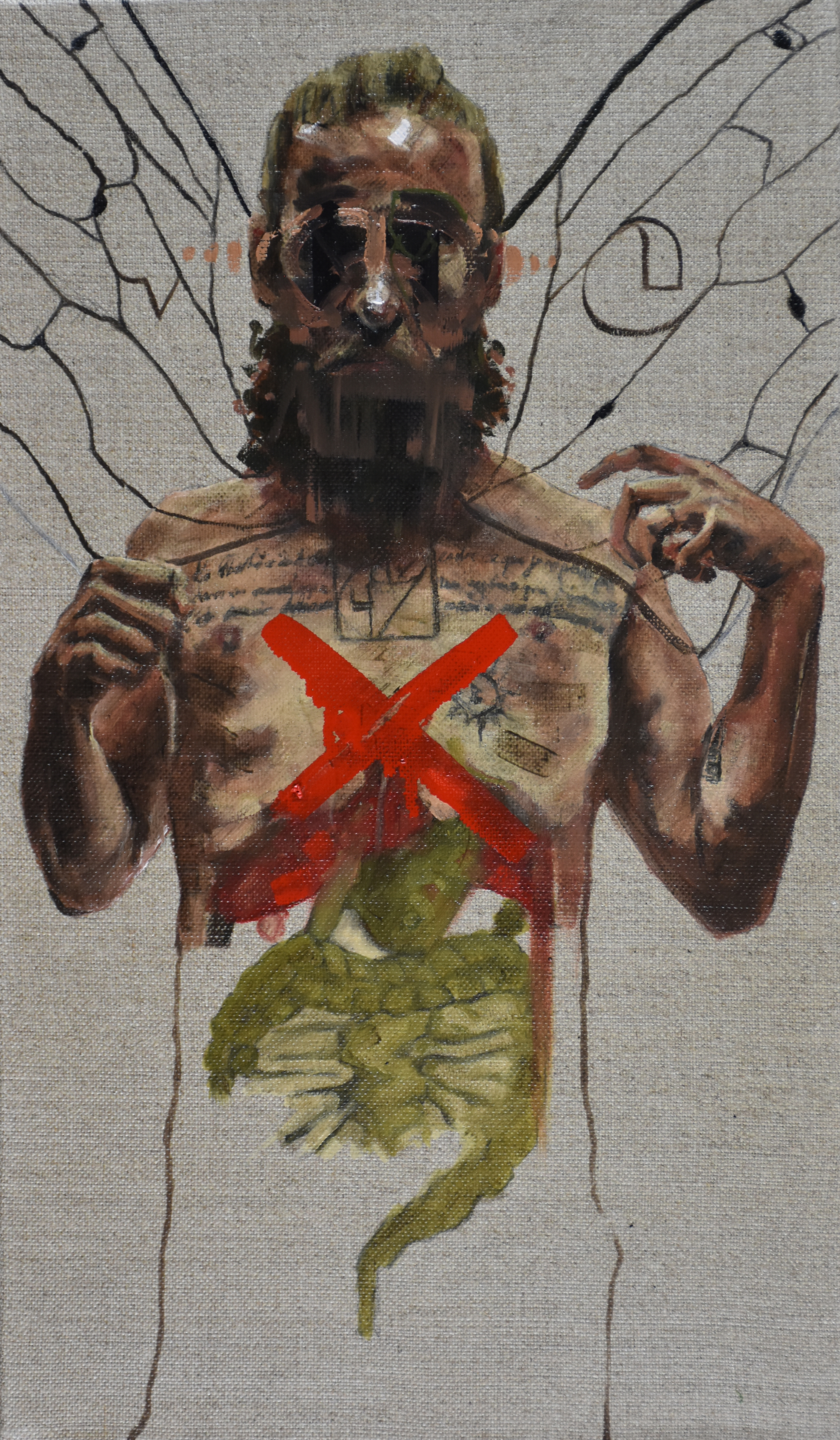 991 DANS LE VENTRE DE LA PEINTURE LAYRAL 2018, Livre & Huile sur Lin, 41x24.JPG