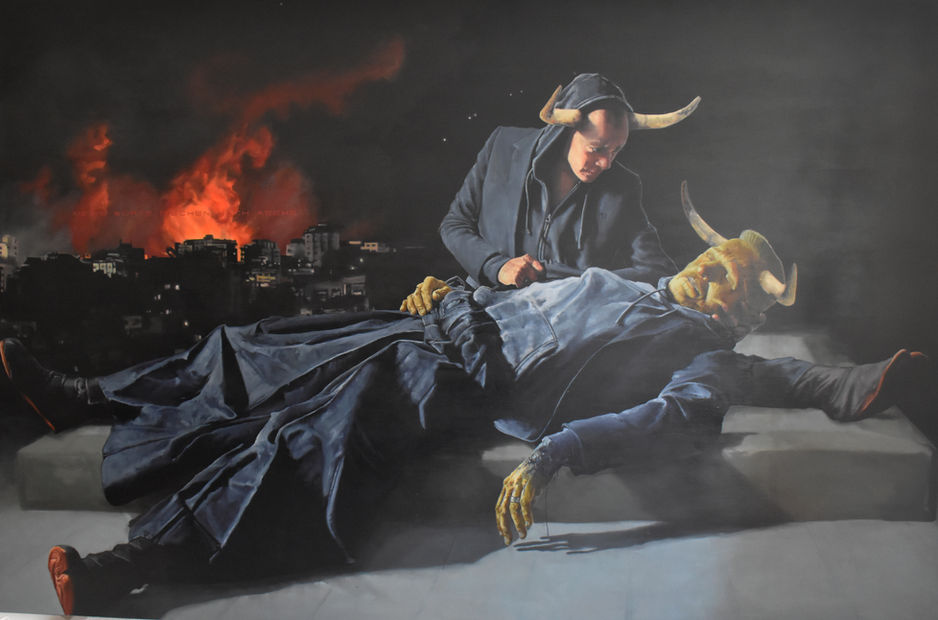 Tableau de la série O Μινώταυρος Elena D'Alessandro Layral, 2024, huile sur toile, 200x300