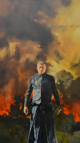 Tableau de la série PLaISir « Dans un sujet à la fois si humble et si chargé de pathétique, » p.18 Œuvre 77/12000 2025, Huile sur toile encadrée, 92x73