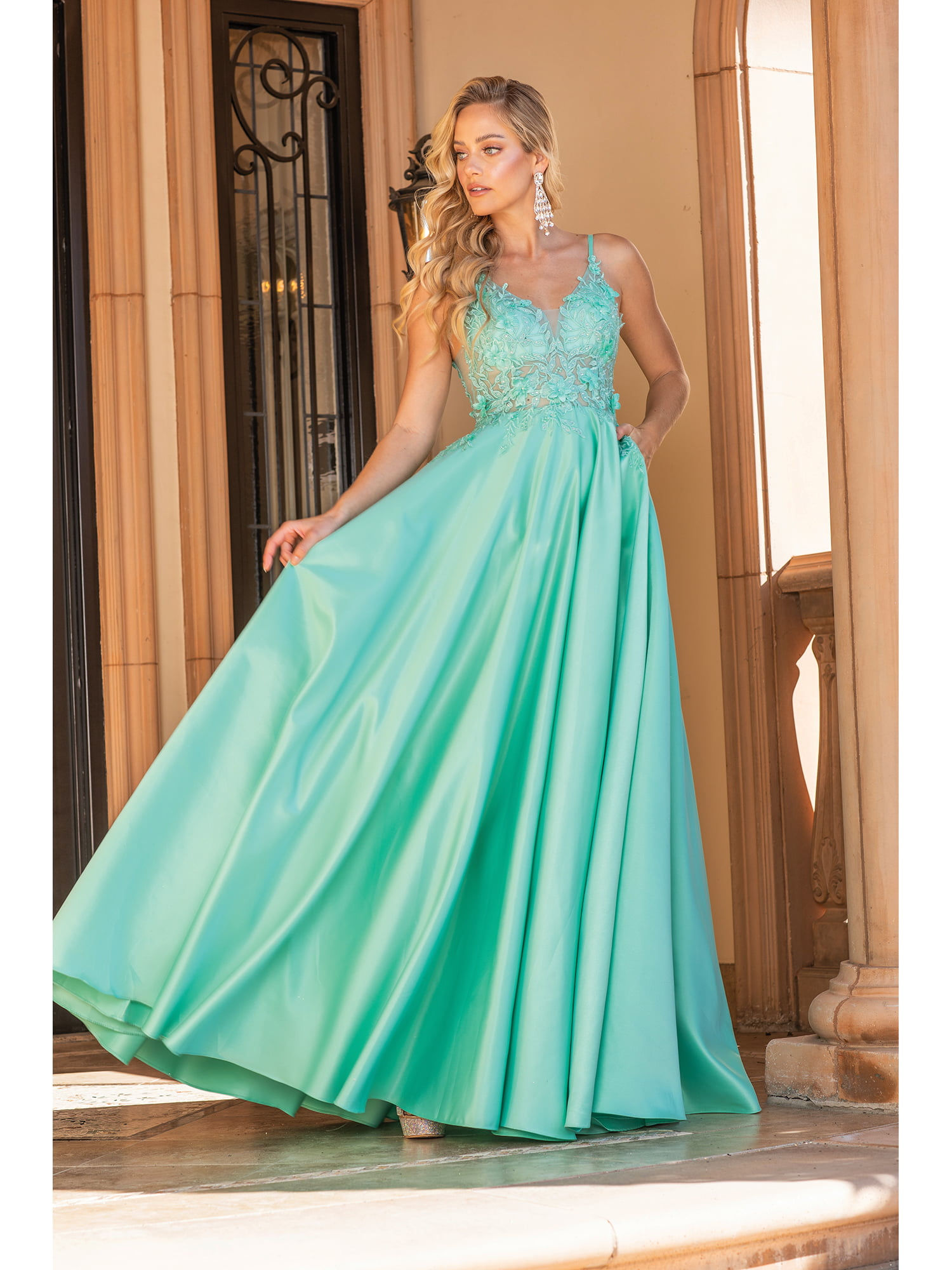 Satin Maxi Ball Gown 4326
