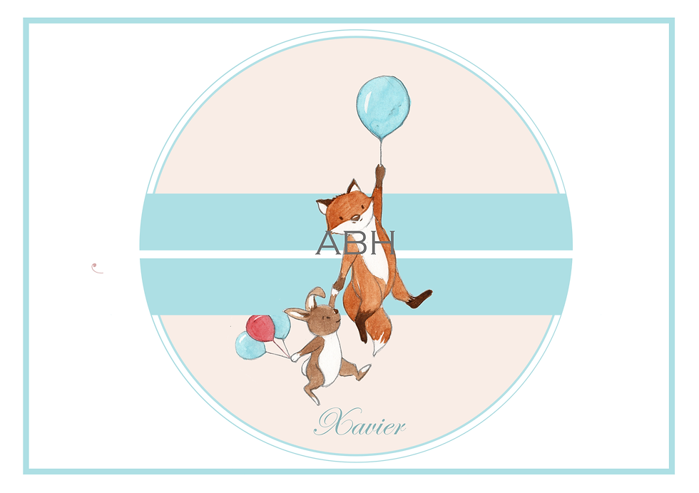 assiette lapin renard ballon
