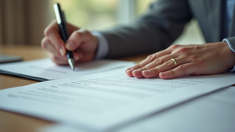 Close-up view of a person signing a rental contract