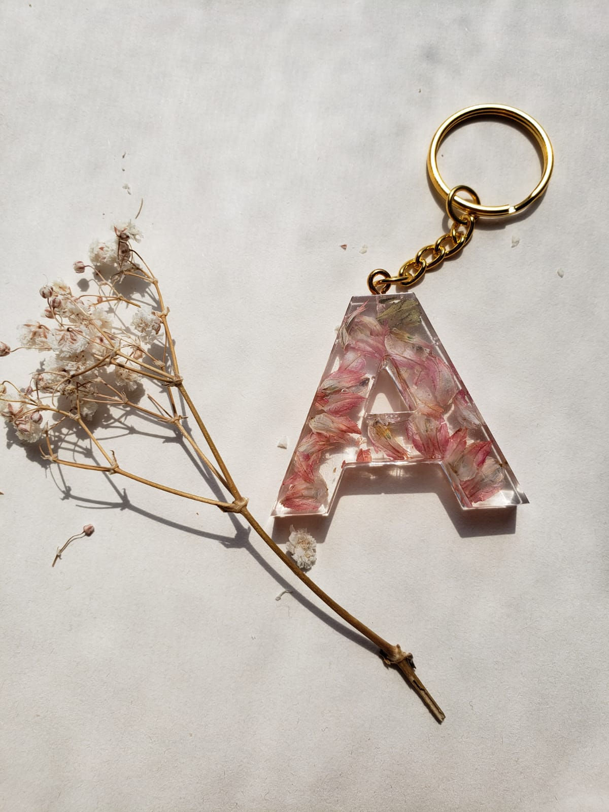 Light Pink Initial Keychain