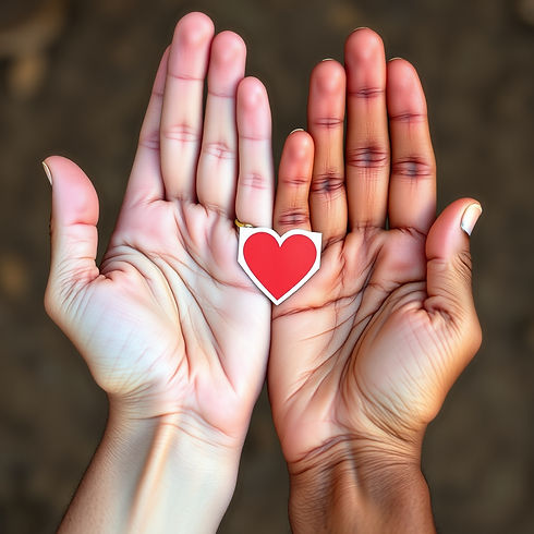 I want a image of hands with one white hand and one indigenous hand like a brown or tan wh
