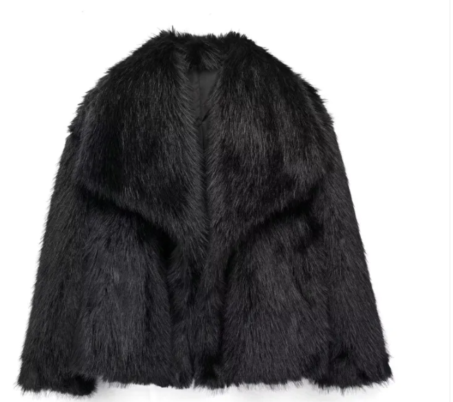 Thumbnail: Winter Plush Coat Fashion Thicken Lapel Outwear Casual Long Sleeve Tops Women's 