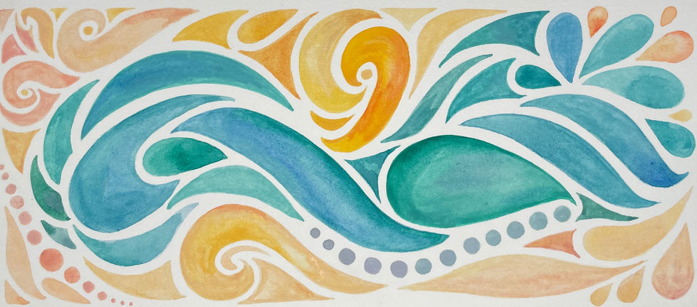 Orange and Blue Swirls, Watercolour