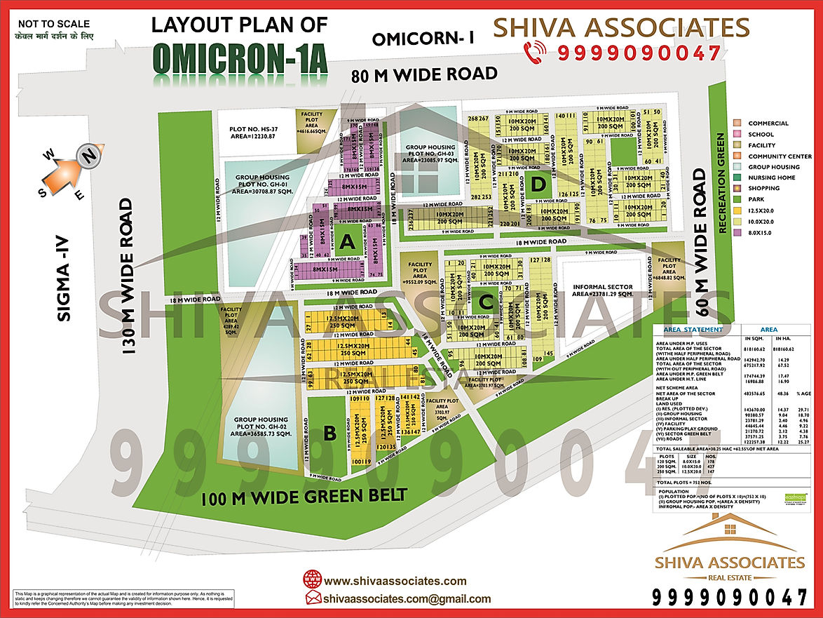 Omicron-IA, Greater Noida HD Layout Map by Shiva Associates showcasing key areas, amenities like DPS Greater Noida, Yatharth Super Speciality Hospital, and Noida-Greater Noida Expressway.