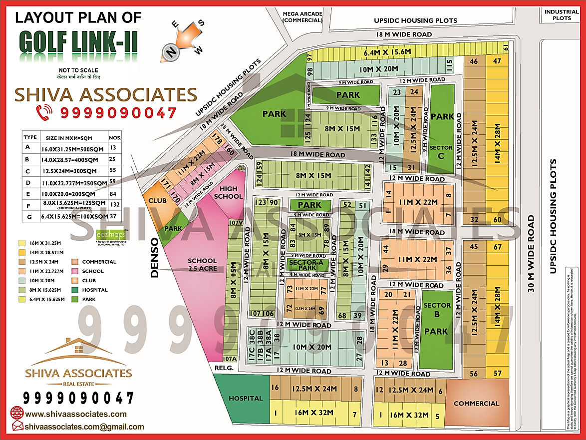 Golf Link-II Greater Noida HD Layout Map by Shiva Associates, showcasing residential areas, amenities, and road networks for premium living.