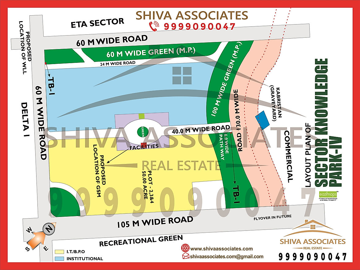 Knowledge Park IV, Greater Noida layout map by Shiva Associates: A prime hub for residential, commercial, and educational developments.