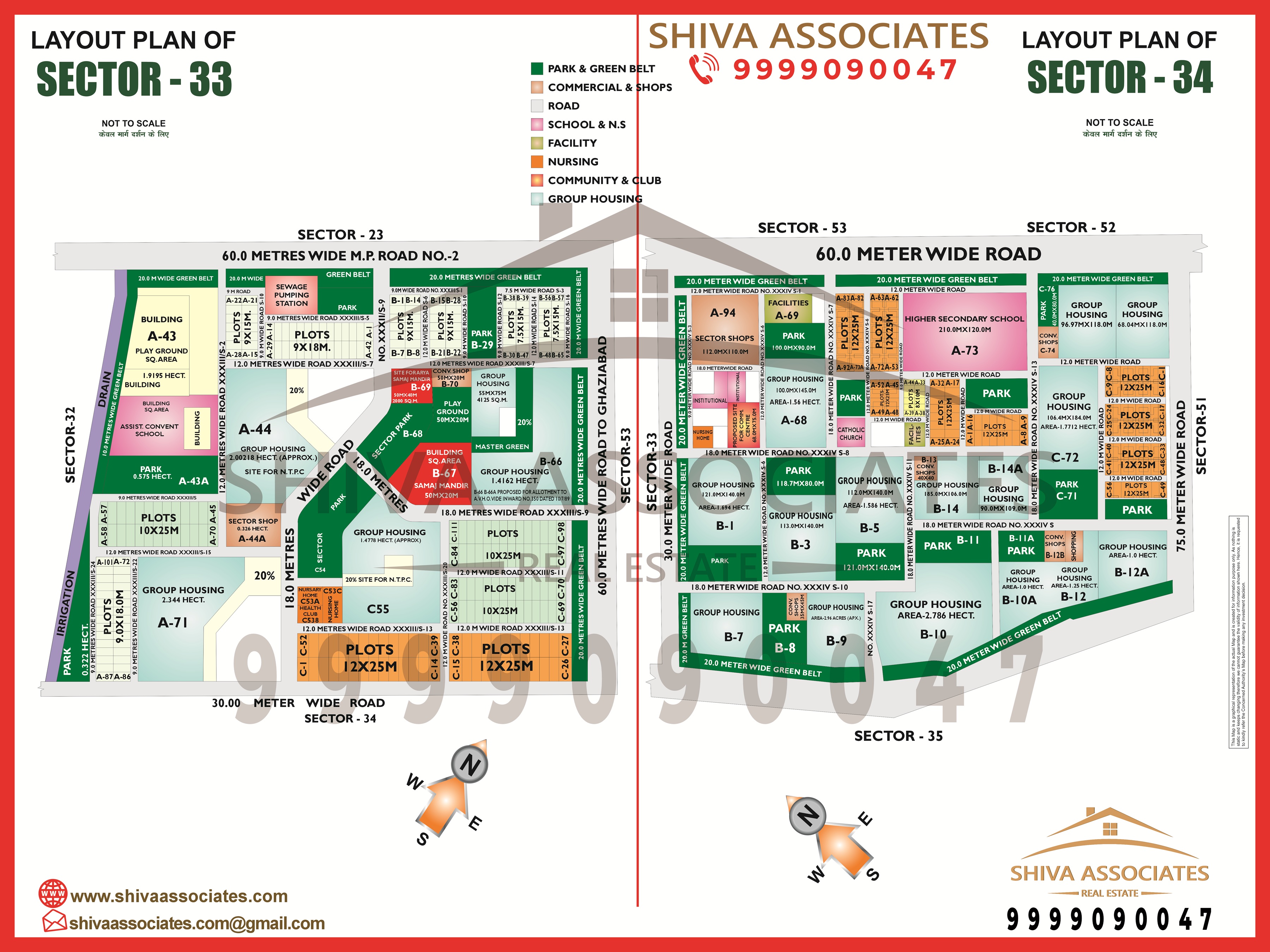 Detailed layout map of Sector 33, Noida, showing the location of the ISKCON Temple, Prakash Hospital, and the nearest metro station. A professional guide from Shiva Associates.