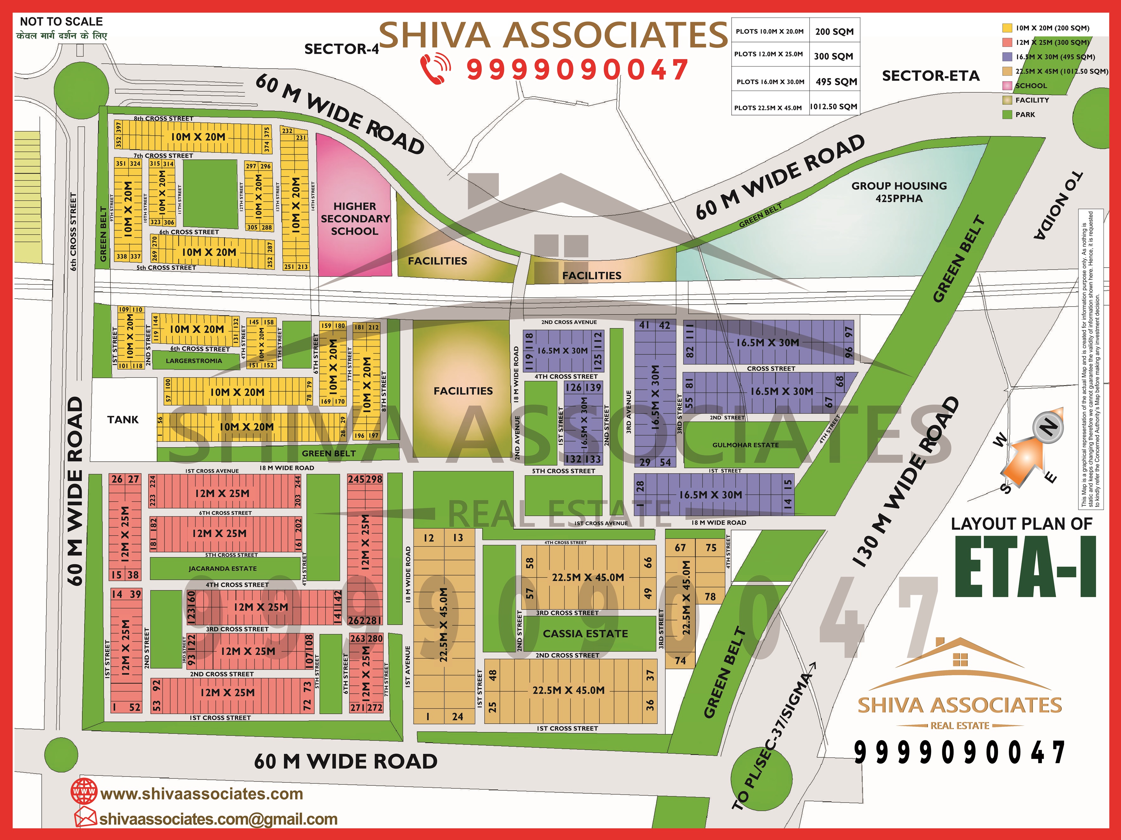 HD Map of ETA-1, Greater Noida, showing residential areas, roads, and key amenities.