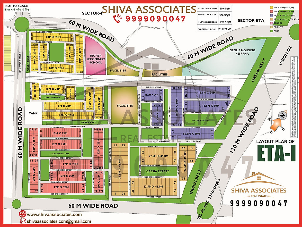 HD Map of ETA-1, Greater Noida, showing residential areas, roads, and key amenities.