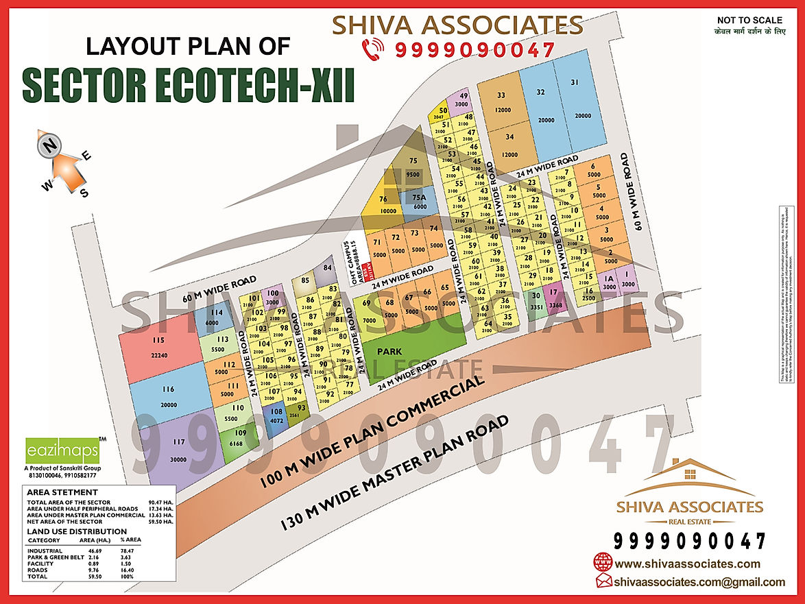 HD Map of Ecotech-XII, Greater Noida, highlighting industrial zones, roads, and infrastructure.