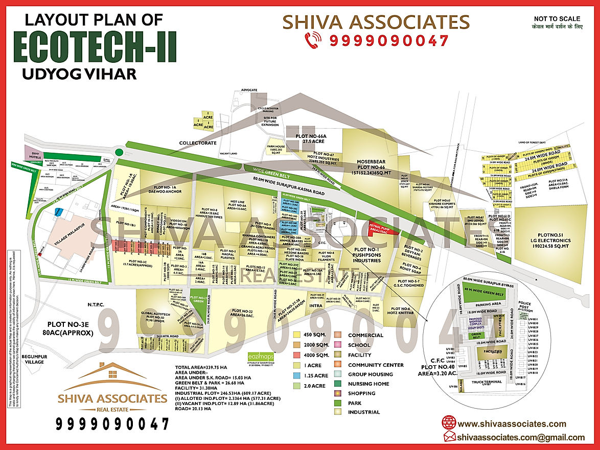HD Layout Map of Ecotech-II Udyog Vihar, Greater Noida, showing industrial zones and infrastructure.
