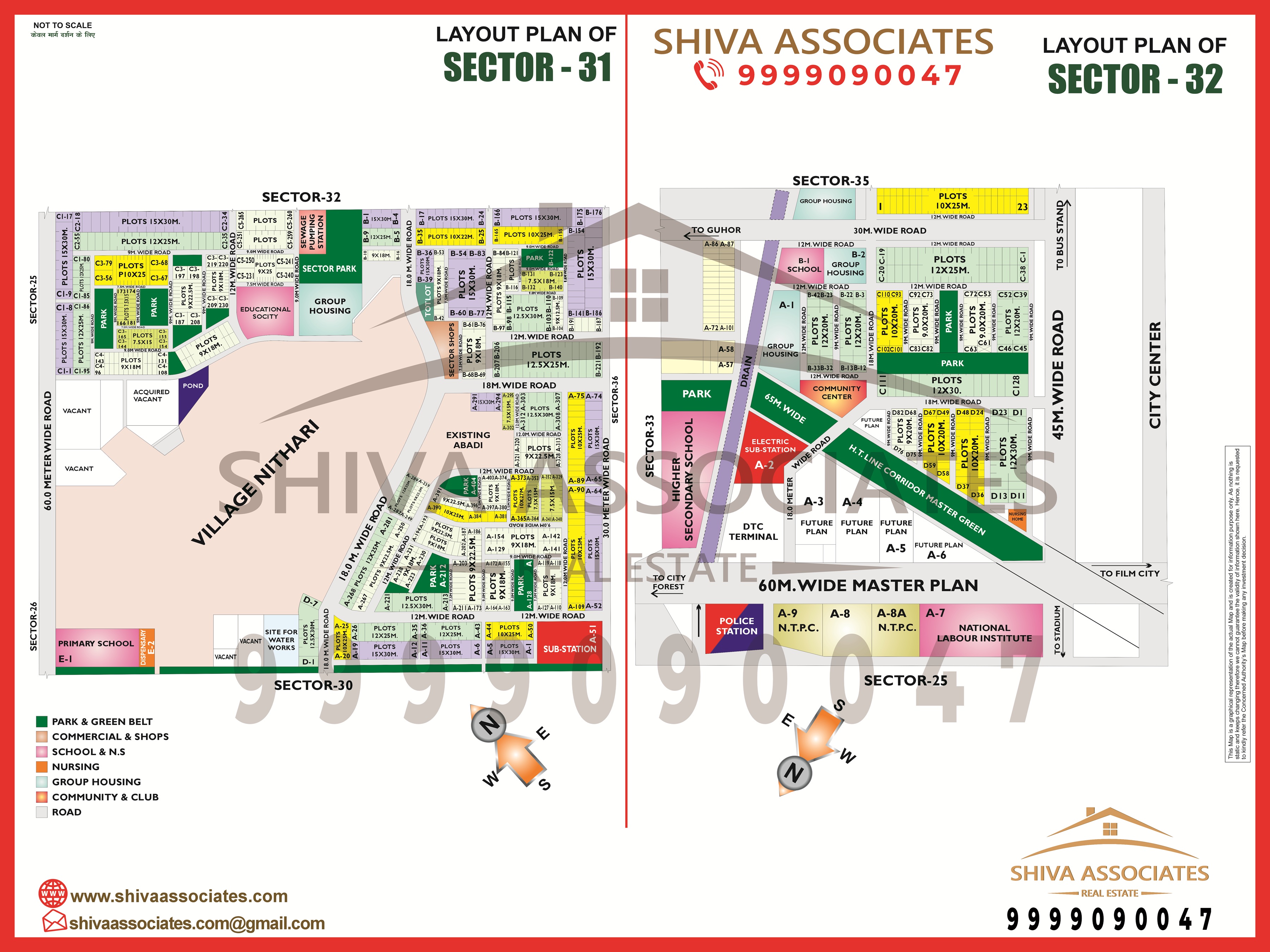 Detailed layout map of Sector 31, Noida, showing residential areas, the Nithari village community, the sector 31 market, and key connectivity points. A guide from your trusted Property Dealers in Noida.