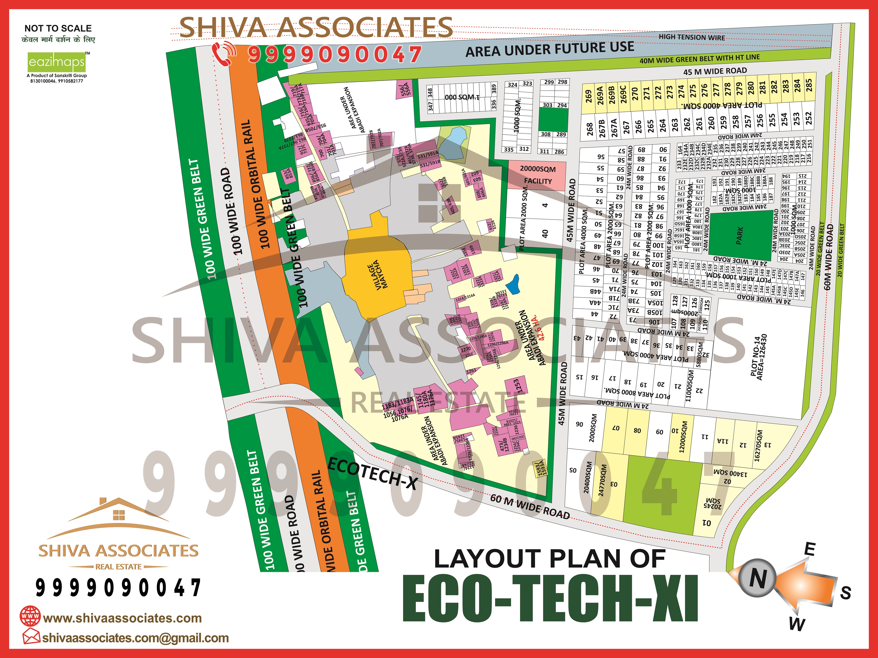 HD Map of Ecotech-XI, Greater Noida, highlighting industrial zones, roads, and infrastructure.