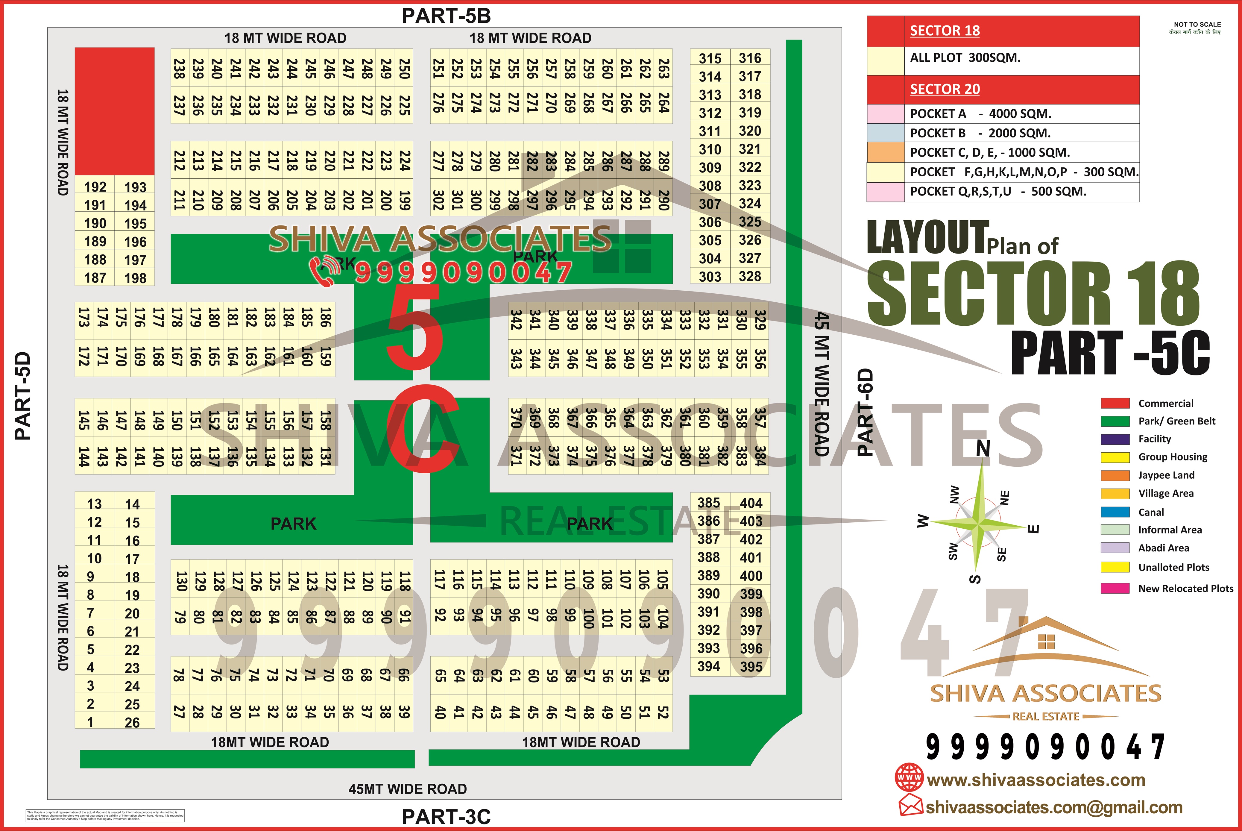 HD map of Sector-18 Part-5C, Greater Noida, India, presented by Shiva Associates.