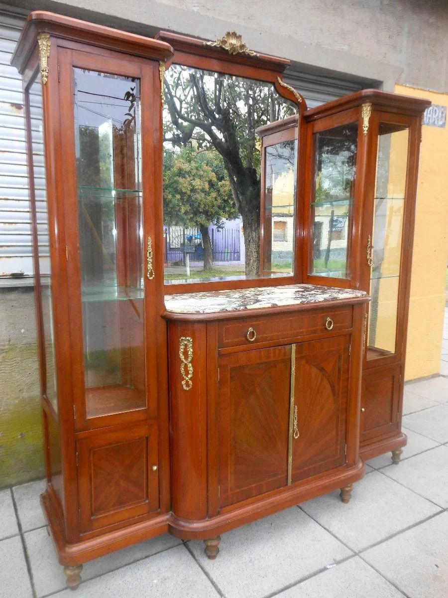Miniatura: Antiguo Aparador Estilo Ingles Marmol Columnas Vidrios Biselados