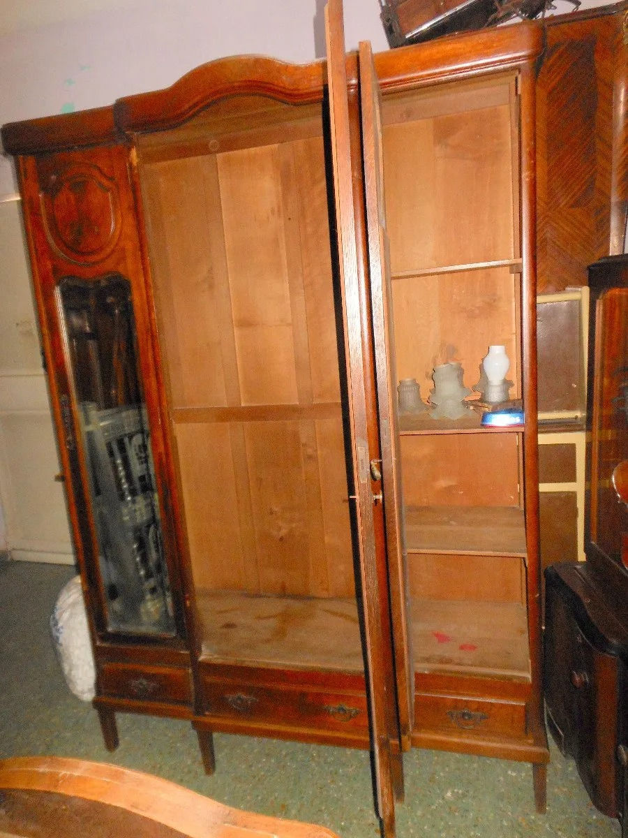 Miniatura: Antiguo Ropero De Roble 3 Lunas Espejos Biselados Impecable