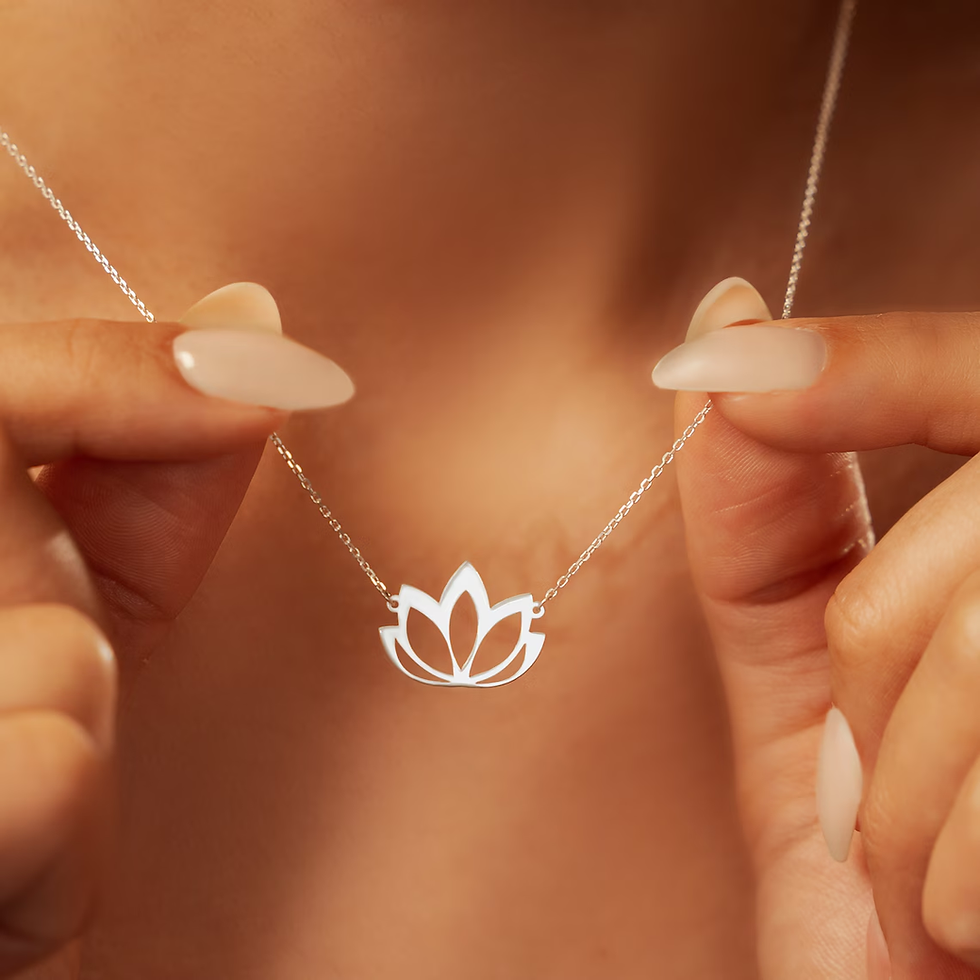 Thumbnail: Stainless Steel Necklaces Lotus Flower Dainty Necklace for Women Minimalist Neck