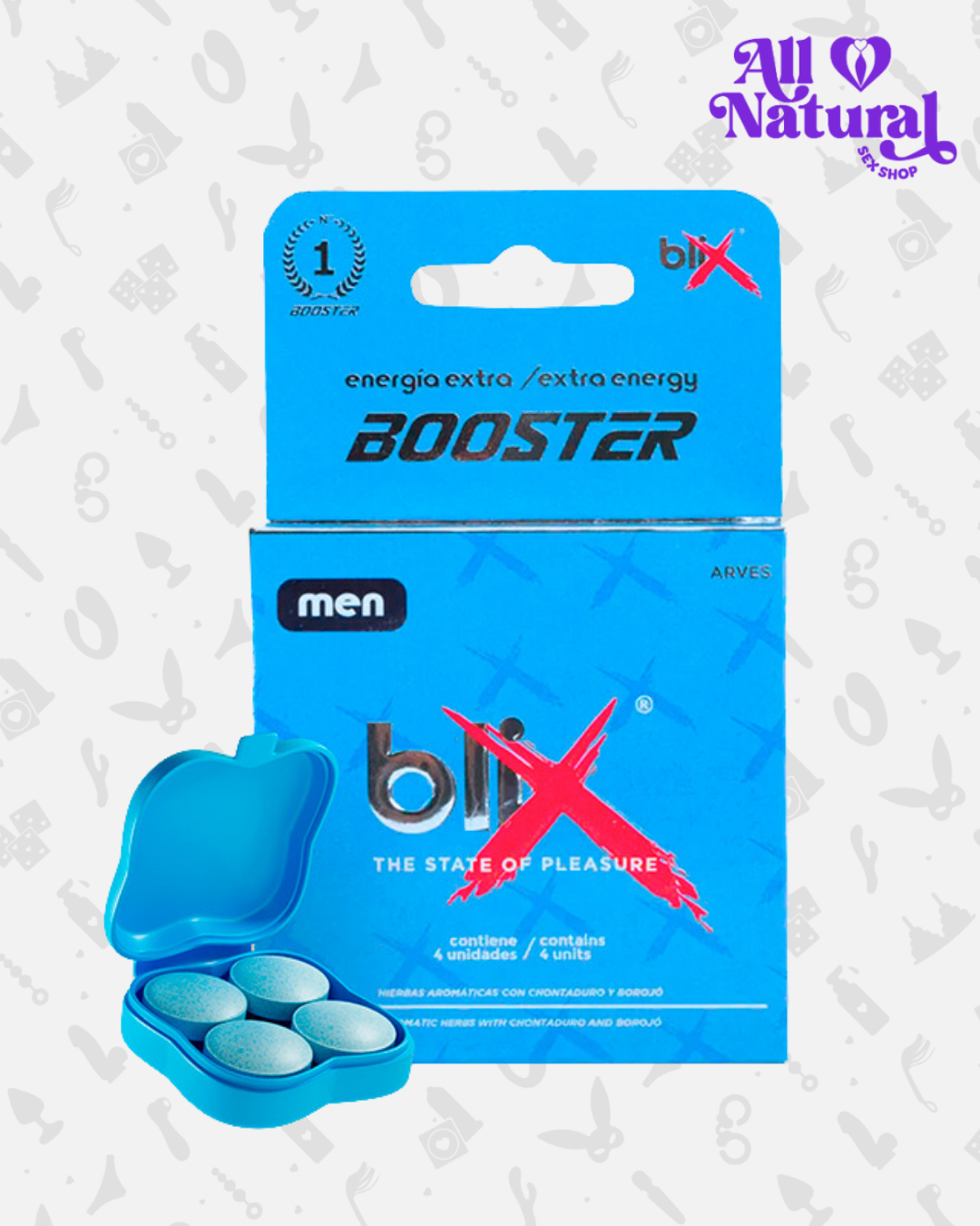 POTENCIADOR SEXUAL BLIX BOOSTER AFRODISÍACO NATURAL HOMBRE X4 UNDS