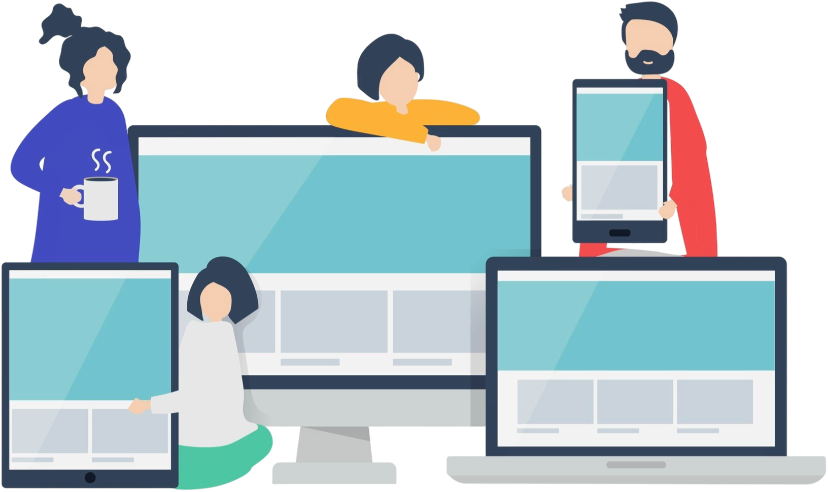 Illustration of multi-device and mobile compatibility in cloud-based custom enterprise software development