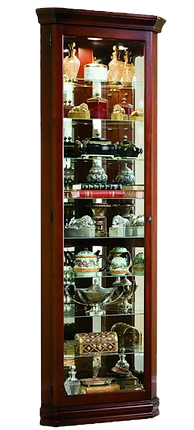 tall corner curio in a cherry finish