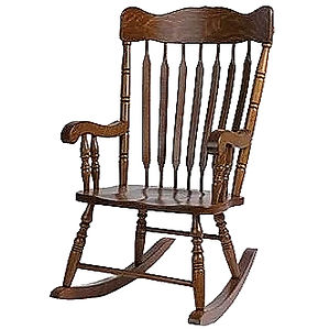 amish made rocking chair with a curved headrest
