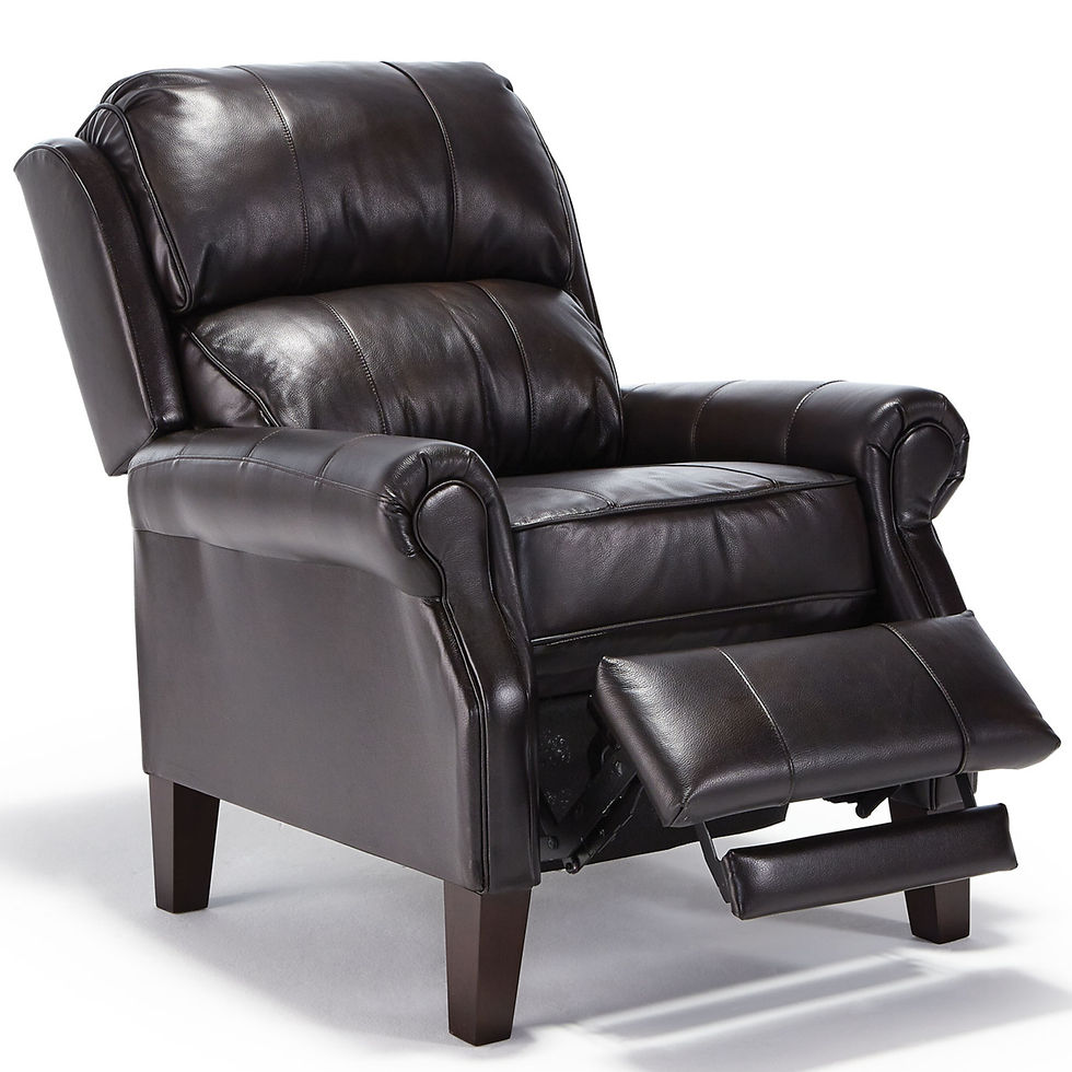 Thumbnail: partially reclined high leg recliner in chocolate brown leather