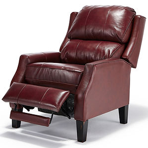 high leg traditional recliner in red leather