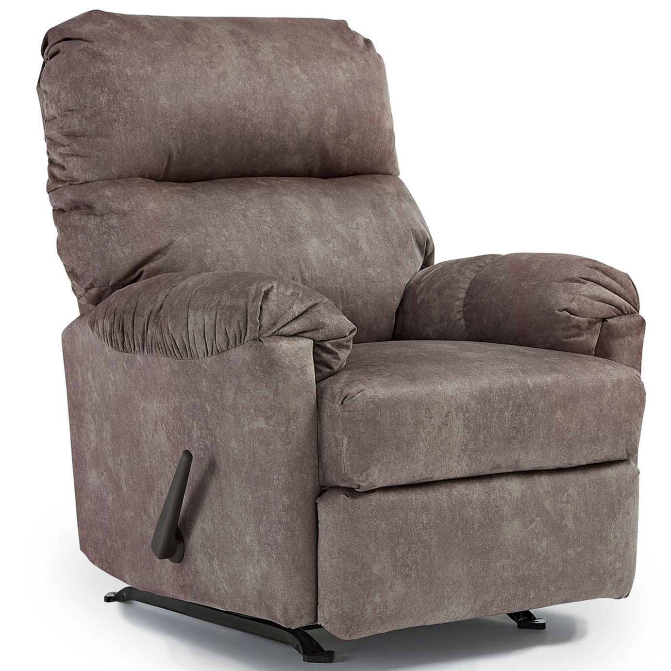 comfy recliner at a 45 degree angle in brown fabric perfect for small spaces