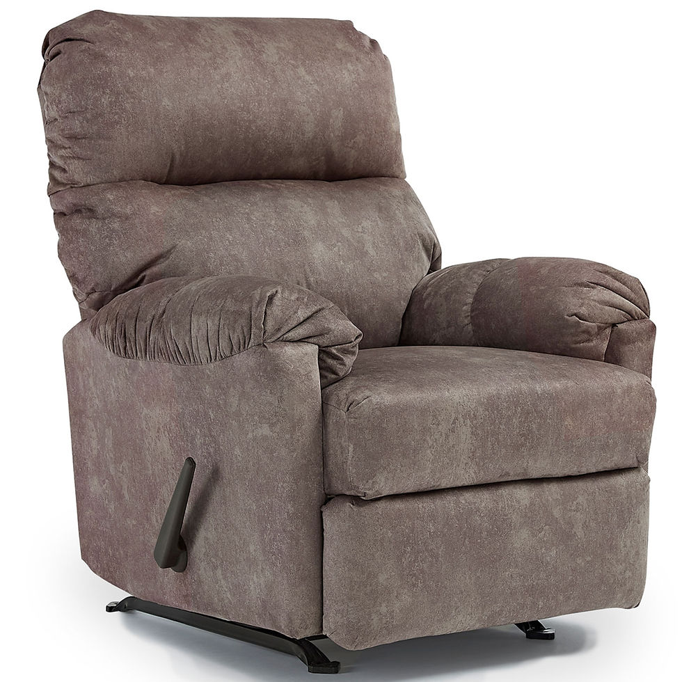 comfy recliner at a 45 degree angle in brown fabric perfect for small spaces