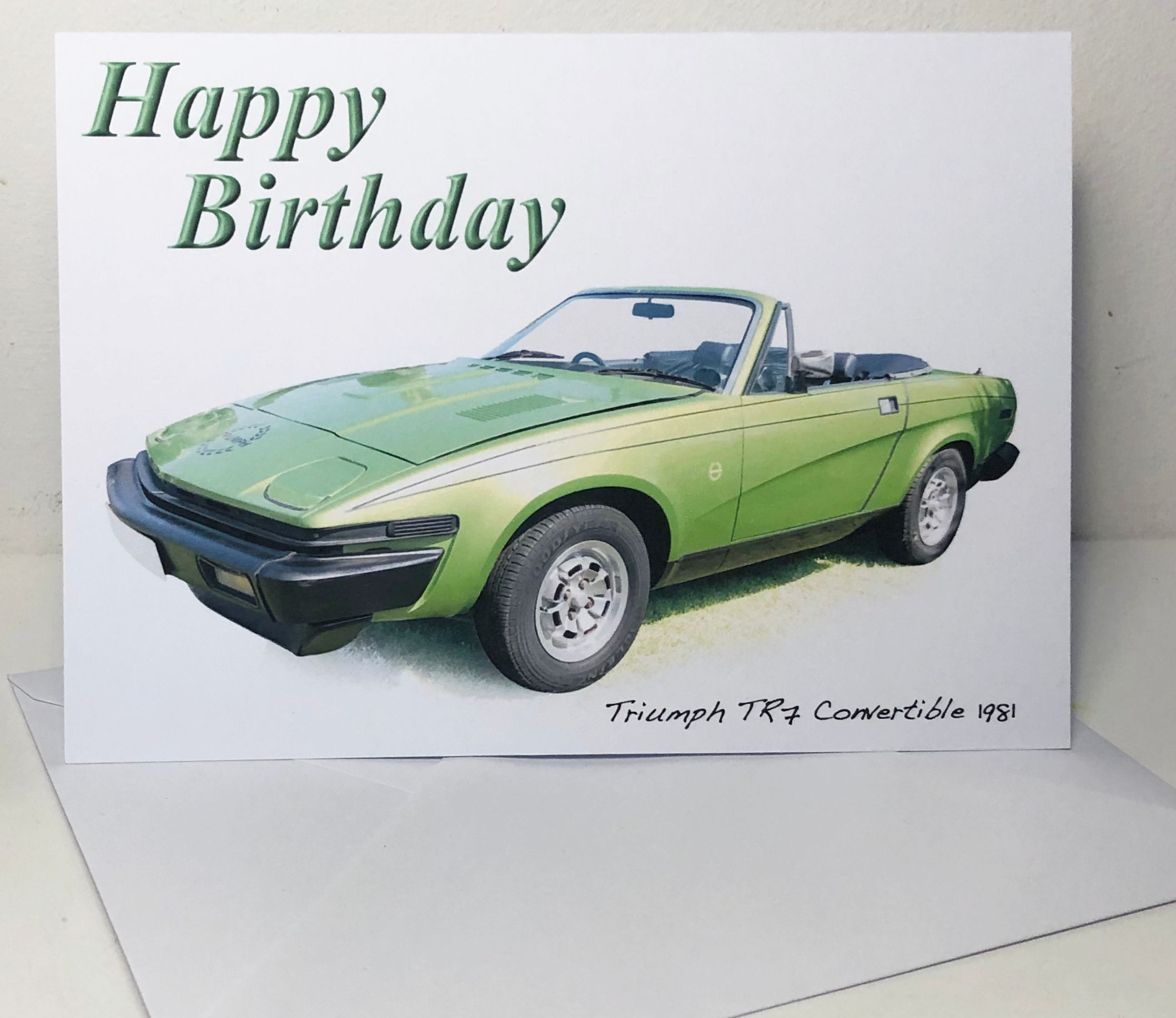Triumph TR7 Convertible 1981 Card 5x7in: Happy Birthday, Anniversary or Plain