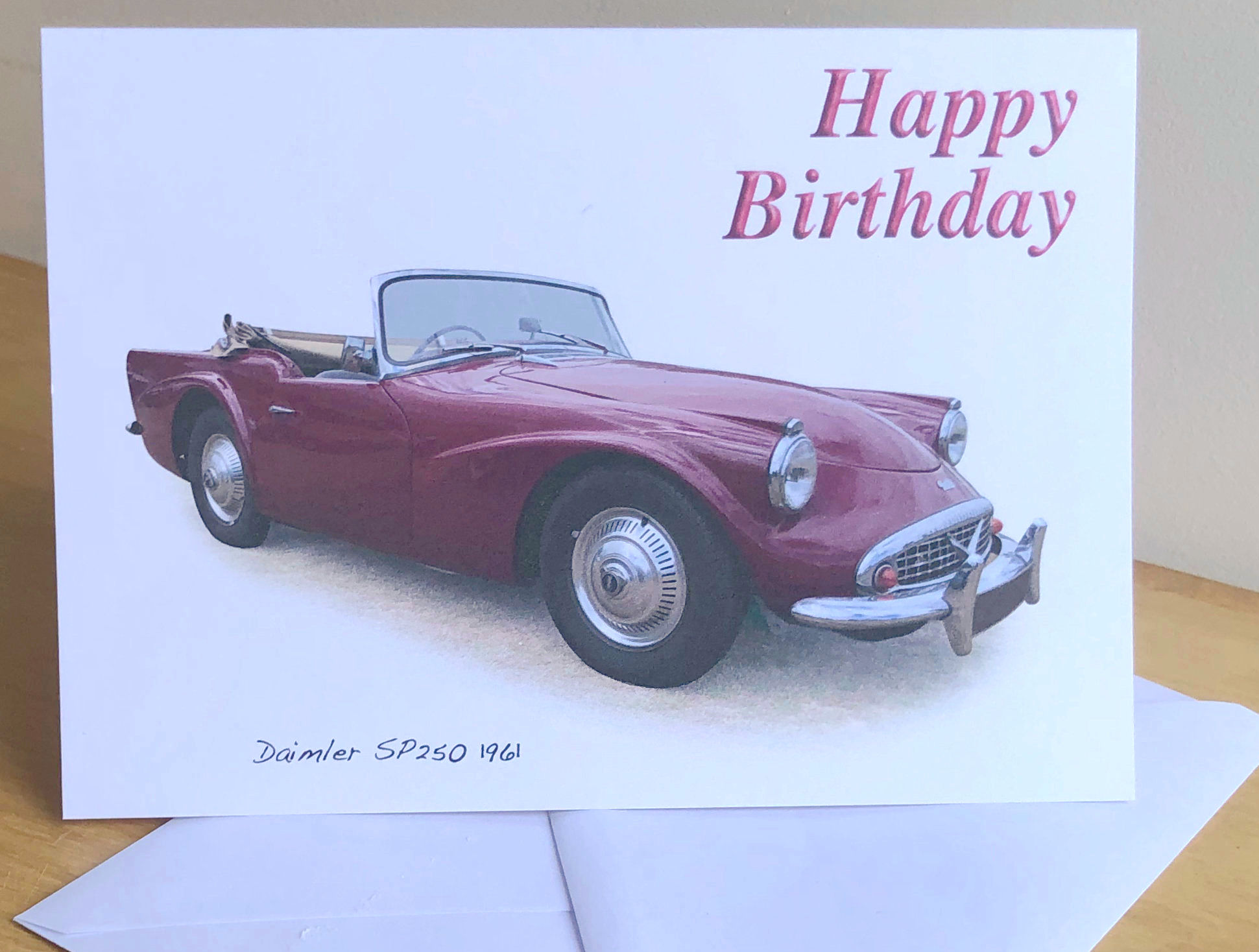 Daimler Dart SP250 1961 Card (5x7in): Happy Birthday, Anniversary or Plain