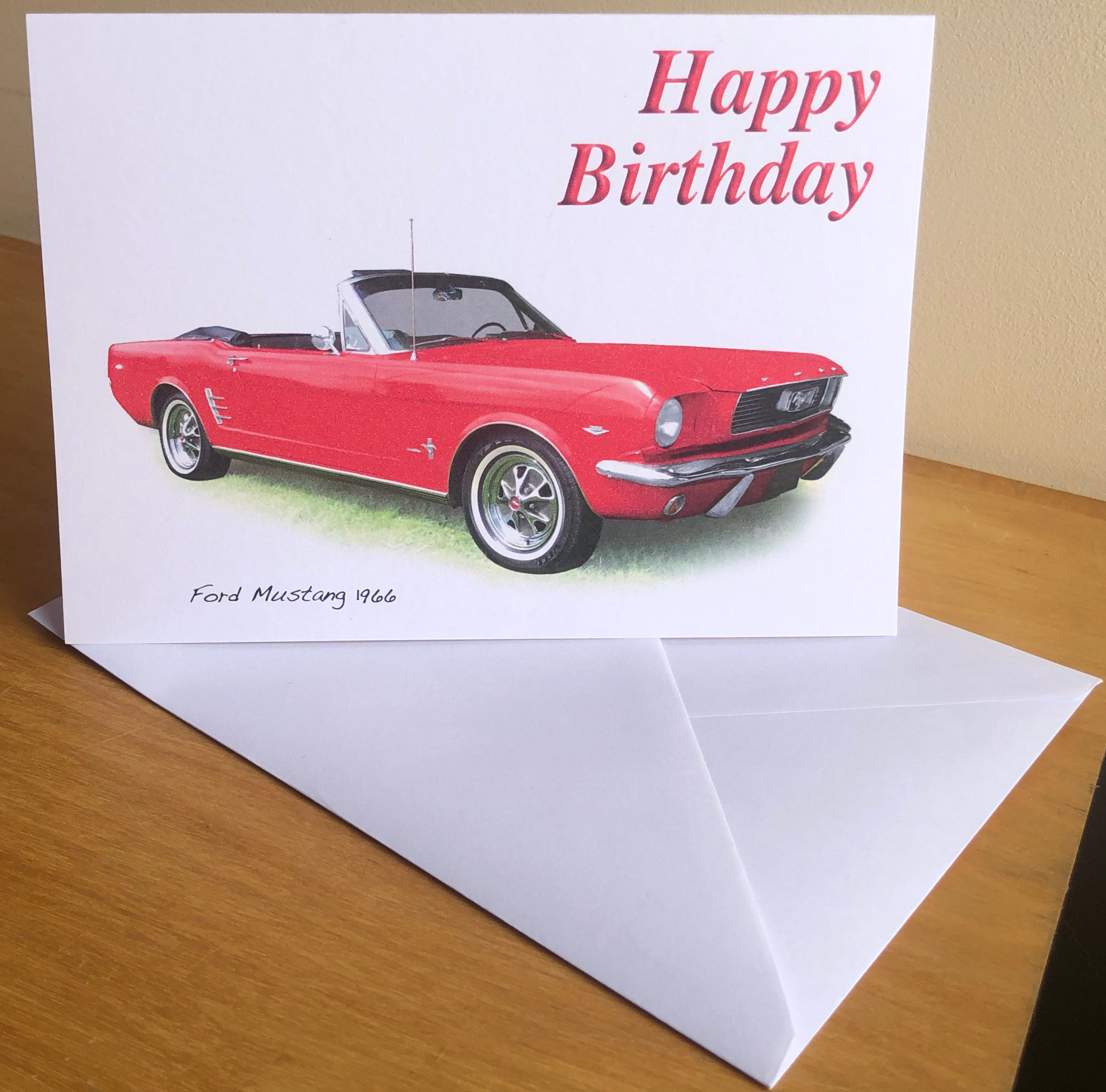 Ford Mustang Convertible 1966 Cards (5x7in): Birthday, Anniversary or Plain