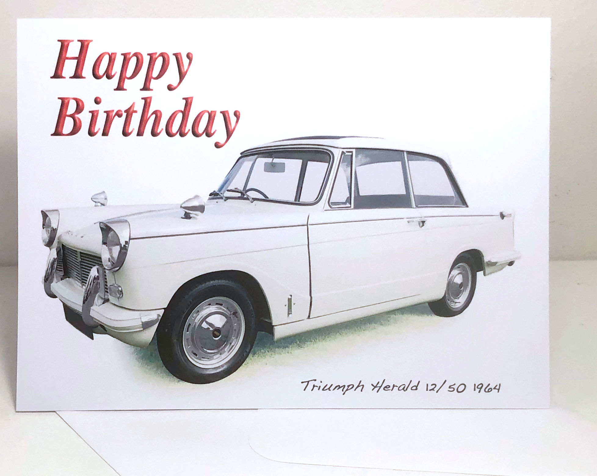 Triumph Herald 12/50 1964 Card 5x7in: Happy Birthday, Anniversary or Plain