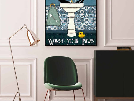 Best Seller -Black Cat And Sink Co Wash Your Paws Poster,Canvas