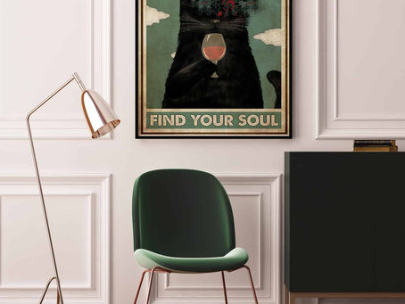 Pickup now -Black Cat Drink Wine and Music Lose Your Mind Find Your Soul Poster,Canvas