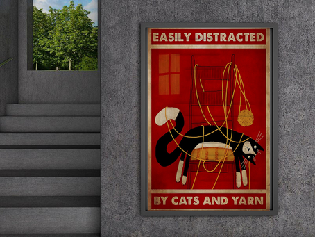 Best Seller -Easily Distracted By Cats And Yarn Poster and Canvas