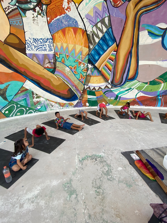 Samah Wellness yoga community project with Holbox kids