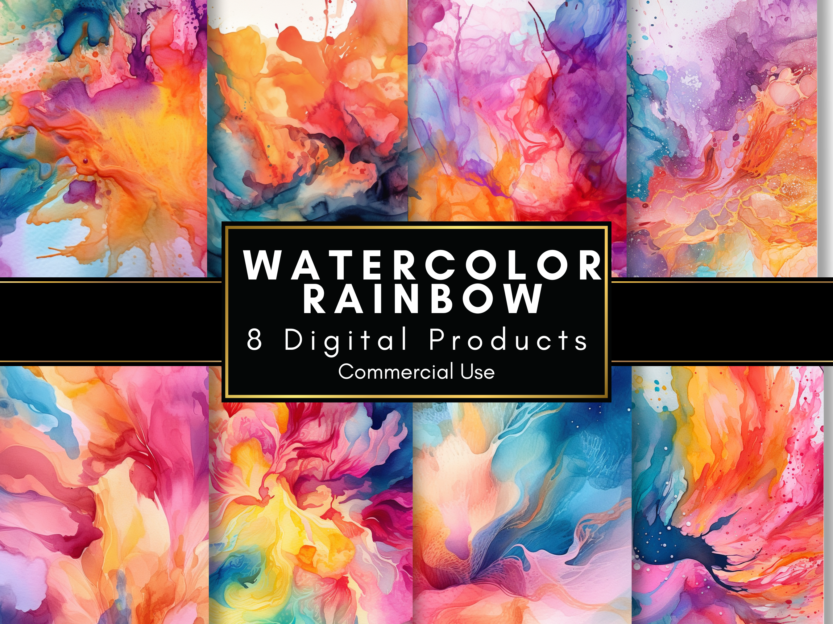 Watercolor Rainbow Digital Paper