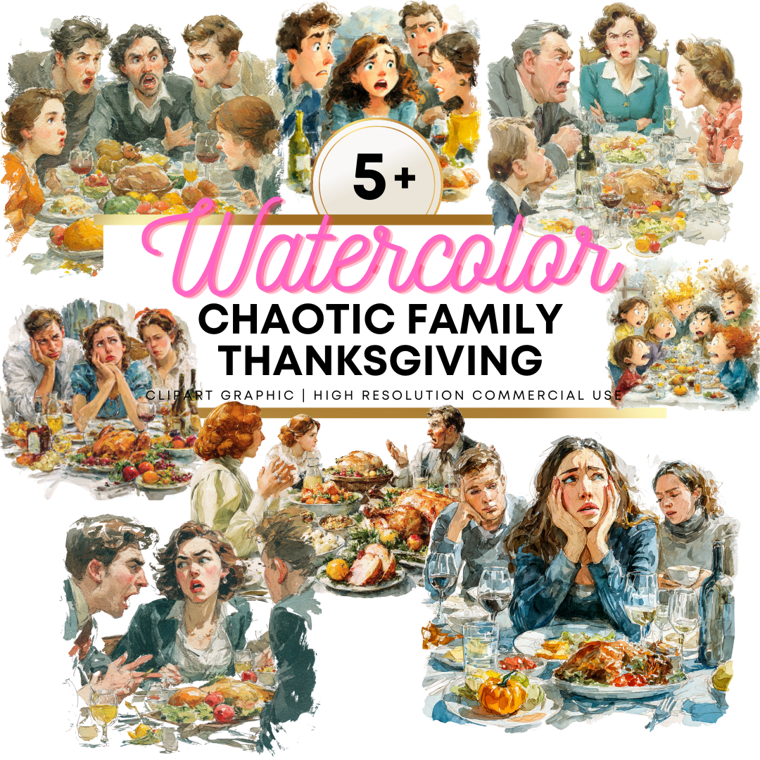 Oh Boy, Another Thanksgiving! Watercolor Clipart