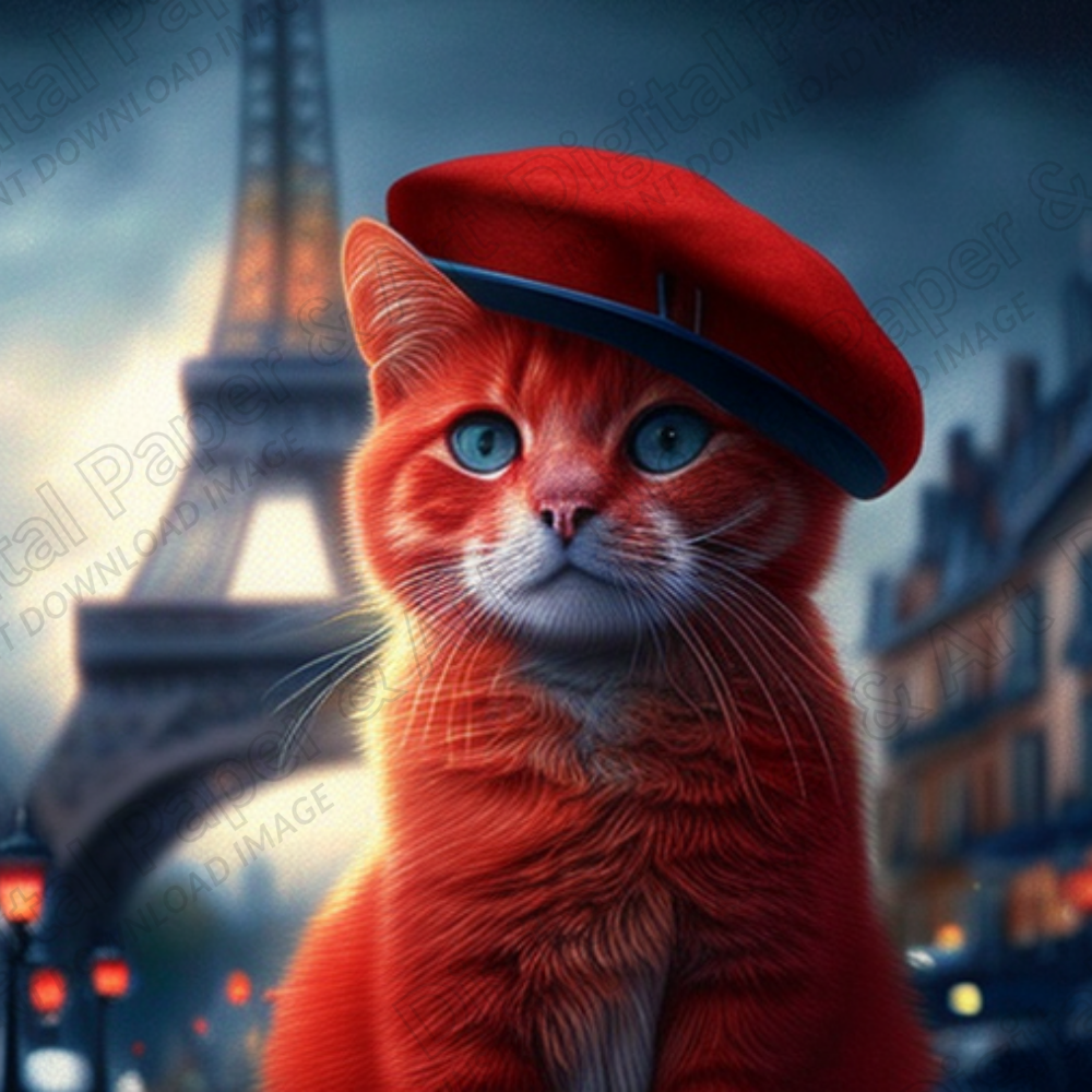 Red Cat in Paris Stock Image