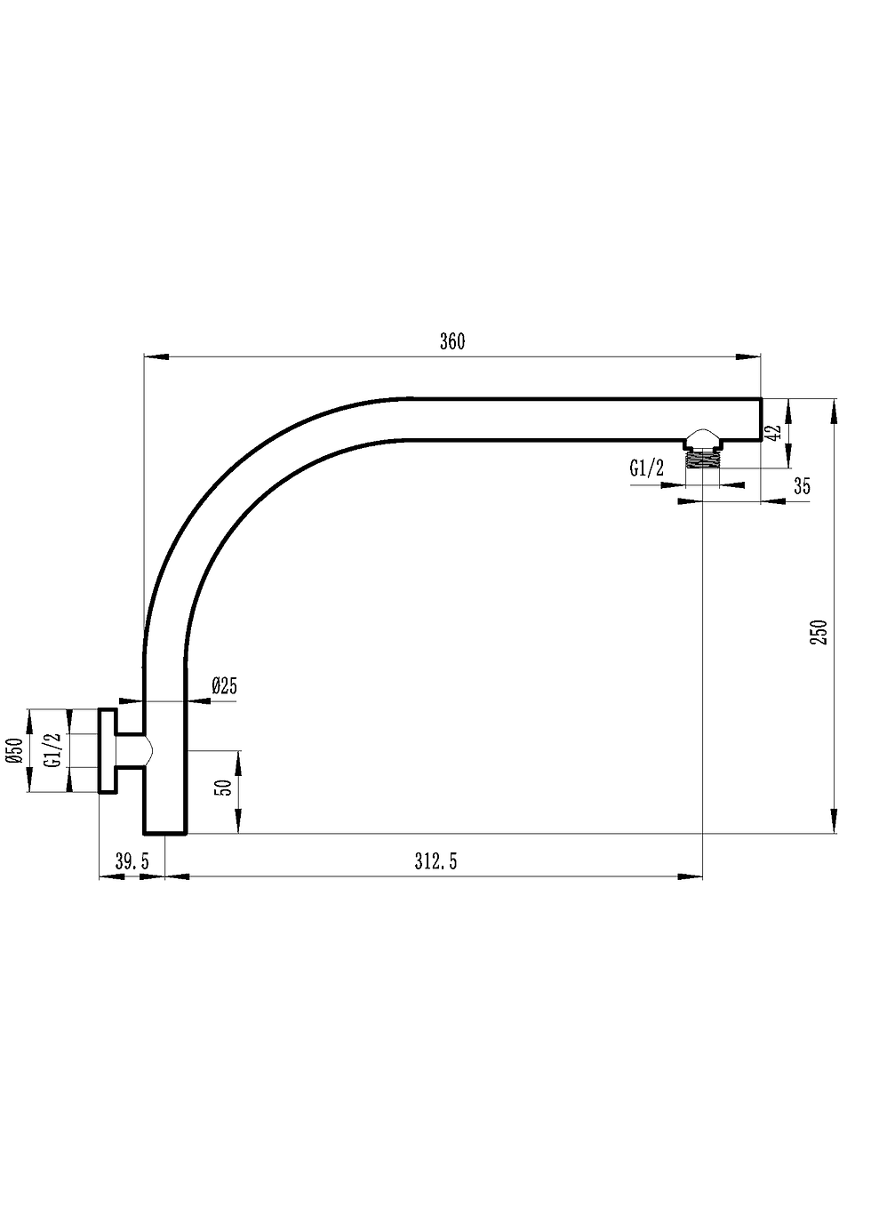 Thumbnail: Bassini Gooseneck Shower Arm Black